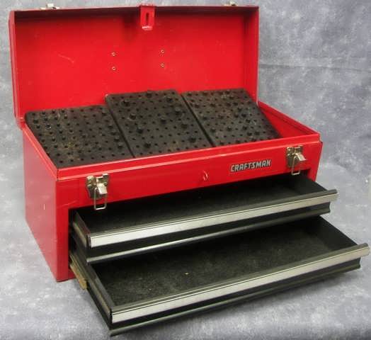 Classic Craftsman Portable 2 Drawer Tool Box Red Painted Metal
